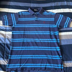 VTG Men's Blue Striped Polo Shirt size L